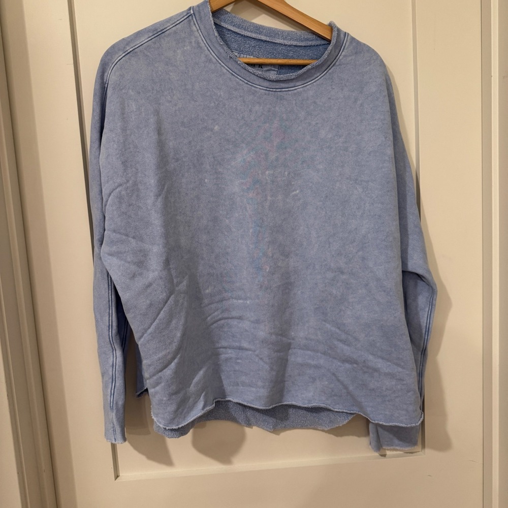 Frank & Eileen Tee Lab Acid Wash Blue Cotton Sweatshirt XS LAB516TF